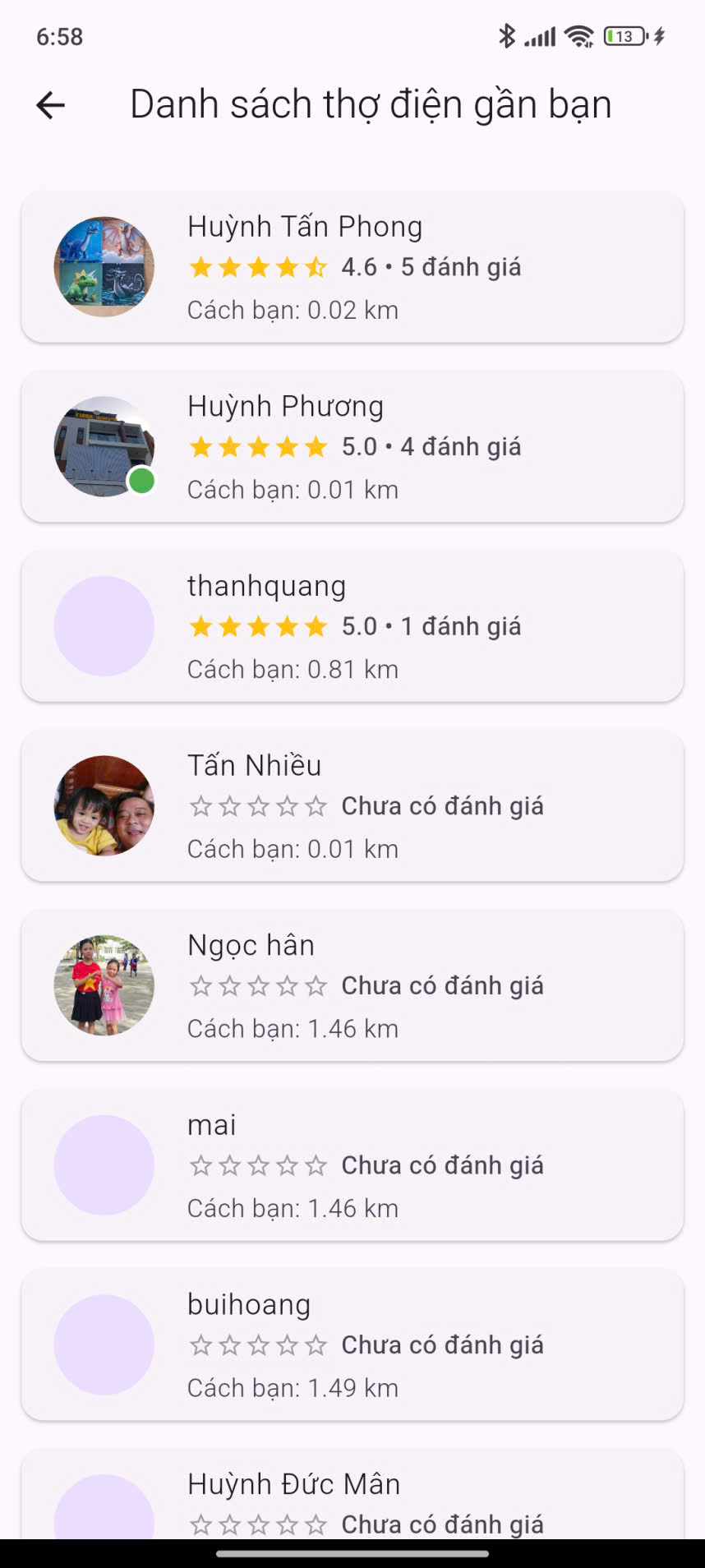 Danh sách thợ điện gần bạn